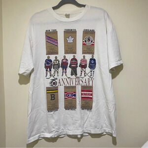 Vintage 1991 NHL  75th Anniversary Single Stitch Hockey NHL Graphic Shirt Size L